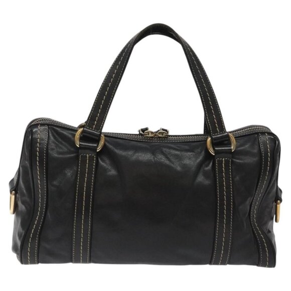 GUCCI Hand Bag Leather Black Gold - Picture 3 of 16
